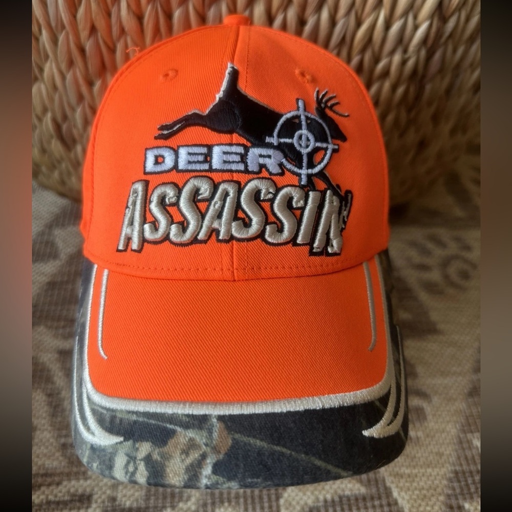 NWT Buck Wear Deer Assassin Hunting Florescent Orange Camo Strapback Hat Cap
